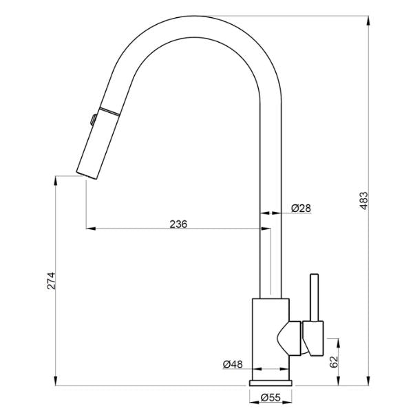 Suprema Xpress Fit Xacta Stainless Steel Retractable Sink Mixer Polished