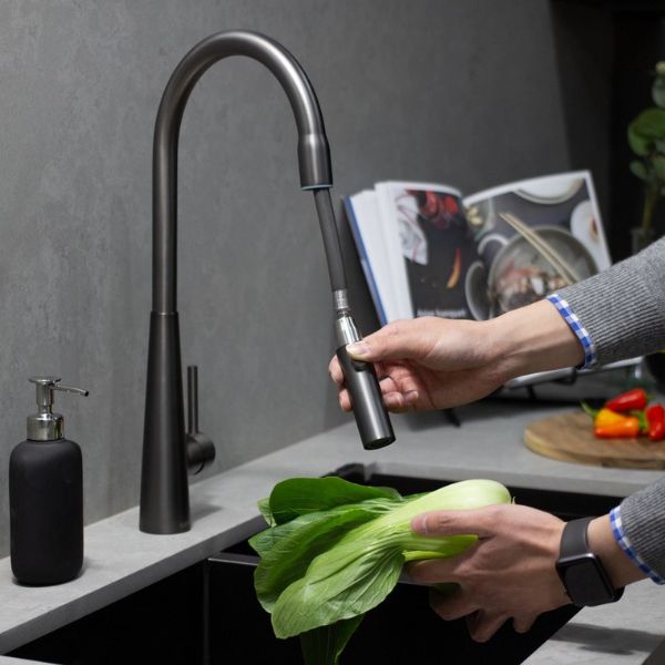 Suprema Xpress Fit Xcel Stainless Steel Retractable Sink Mixer Gun Metal