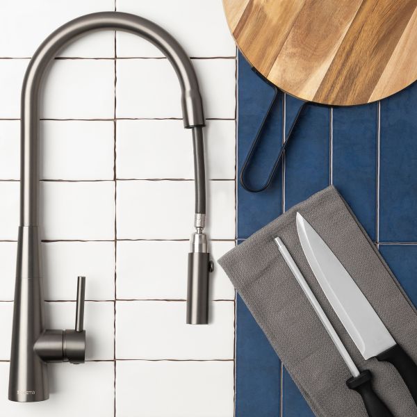 Suprema Xpress Fit Xcel Stainless Steel Retractable Sink Mixer Gun Metal