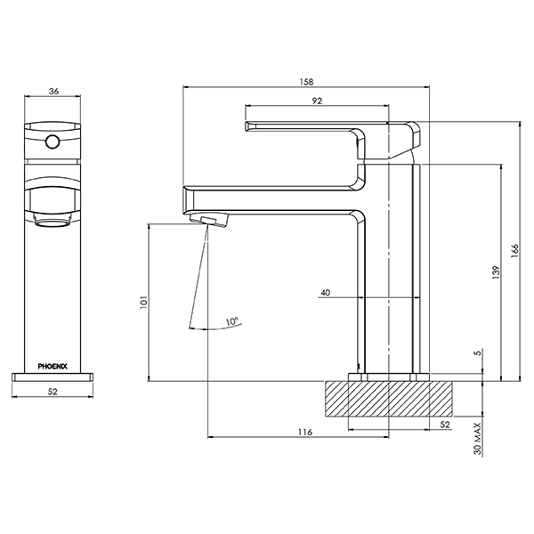 Phoenix Teva Basin Mixer Brushed Nickel
