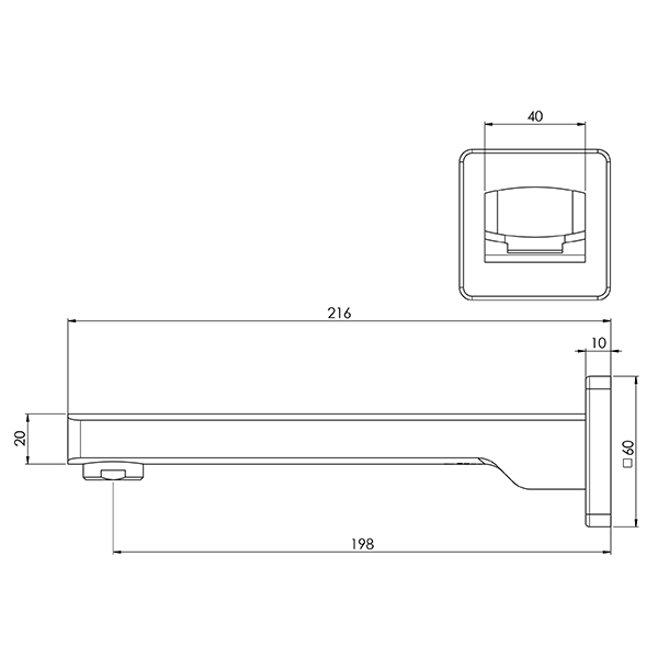 Phoenix Teva Wall Bath Outlet 200mm Brushed Nickel