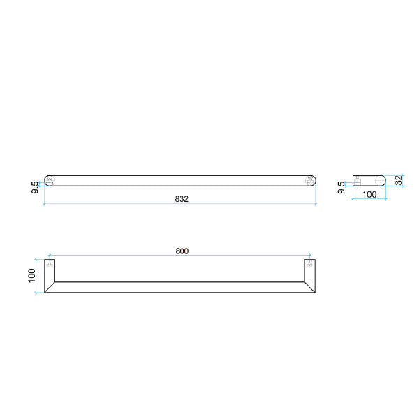 Thermogroup 12V Single Heated Towel Rail 632mm - Polished Stainless Steel