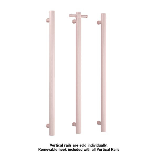 Thermogroup 12V Vertical Single Bar Heated Towel Rail Dusty Pink