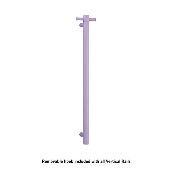 Thermogroup 12V Vertical Single Bar Round Heated Towel Rail Lilac Satin - The Blue Space