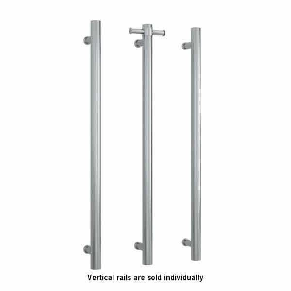 Thermogroup 12V Round Vertical Single Bar Heated Towel Rail Brushed Stainless