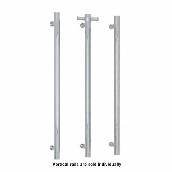 Thermogroup 12V Straight Round Vertical Single Bar Heated Towel Rail - Polished