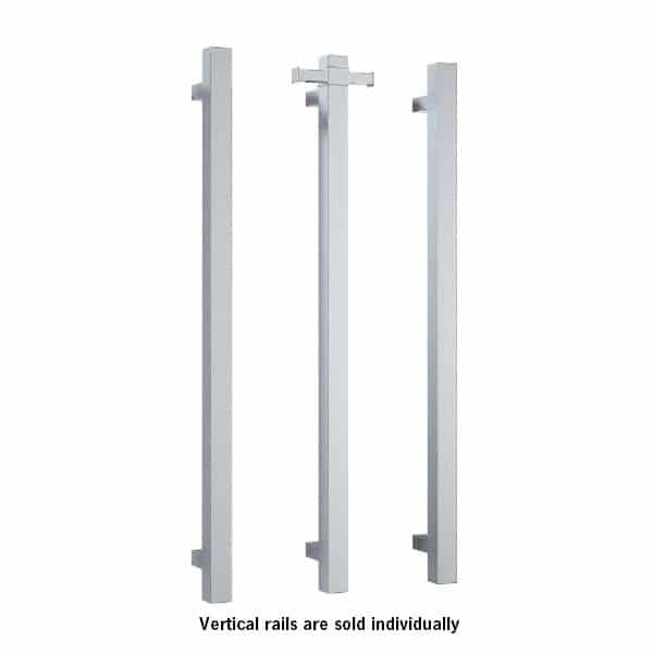 Thermogroup 12V Square Vertical Single Bar Heated Towel Rail Stainless Steel - The Blue Space