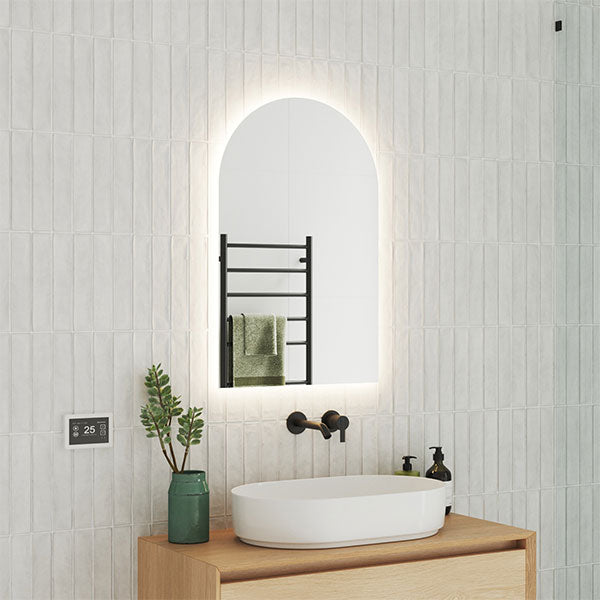 Thermogroup Backlit Arch Shape LED Mirror 500x800 with Warm or Cool Light and Demister
