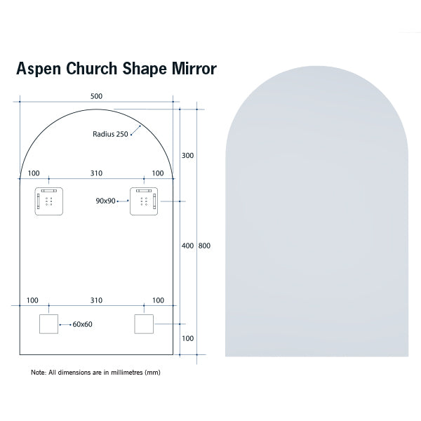 Thermogroup Church Polished Edge Mirror - 750mmx1000mm or 500mmx800mm