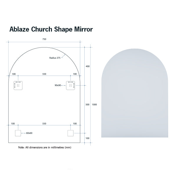 Thermogroup Church Polished Edge Mirror - 750mmx1000mm or 500mmx800mm