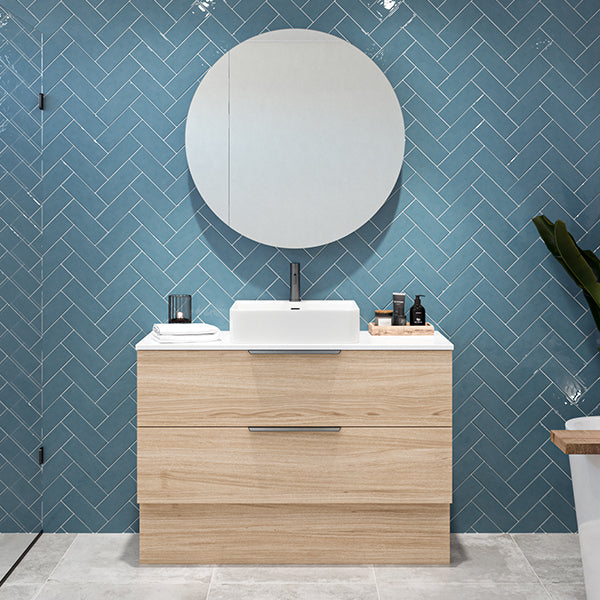 Timberline Oxbow Vanity w/ Kick, Stone Top & Basin