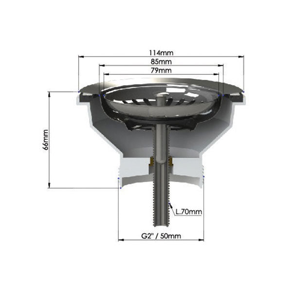 Turner Hastings 90 x 50mm Polished Stainless Steel Basket Waste