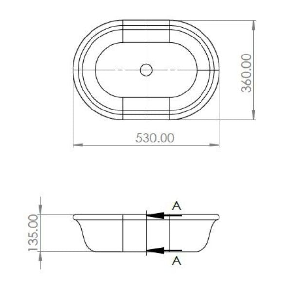 Turner Hastings Blanche 53 x 36 TitanCast Above Counter Basin