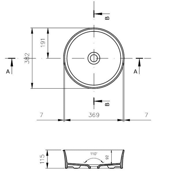 Turner Hastings Fino 382mm Above Counter Basin Matte White