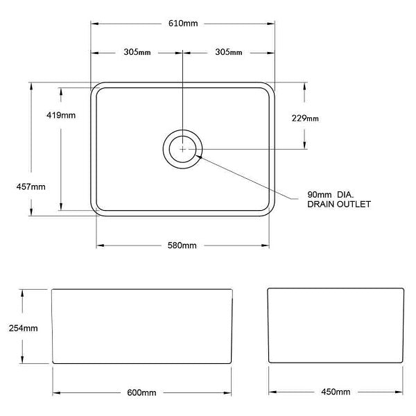 Turner Hastings 60 x 46 Fine Fireclay Concrete Look Butler Sink