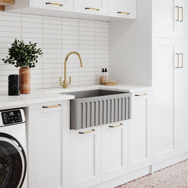 Turner Hastings 75 x 46 Fine Fireclay Concrete Look Butler Sink