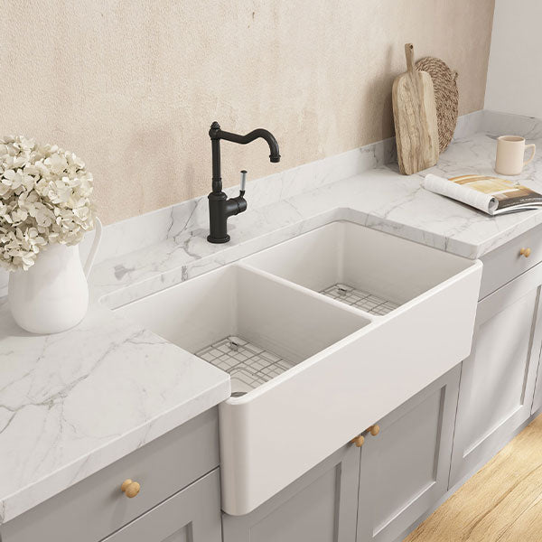 Turner Hastings Novi 85 x 46 Fireclay Double Butler Sink, Universal Front
