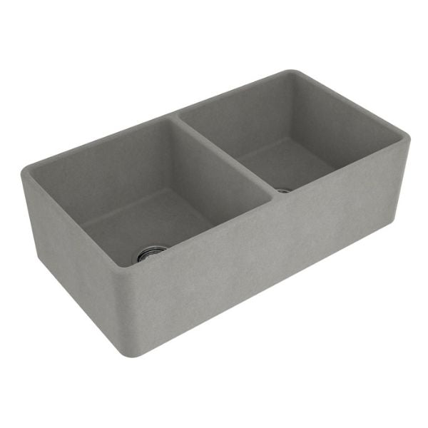Turner Hastings 85 x 46 Fine Fireclay Concrete Look Double Bowl Butler Sink