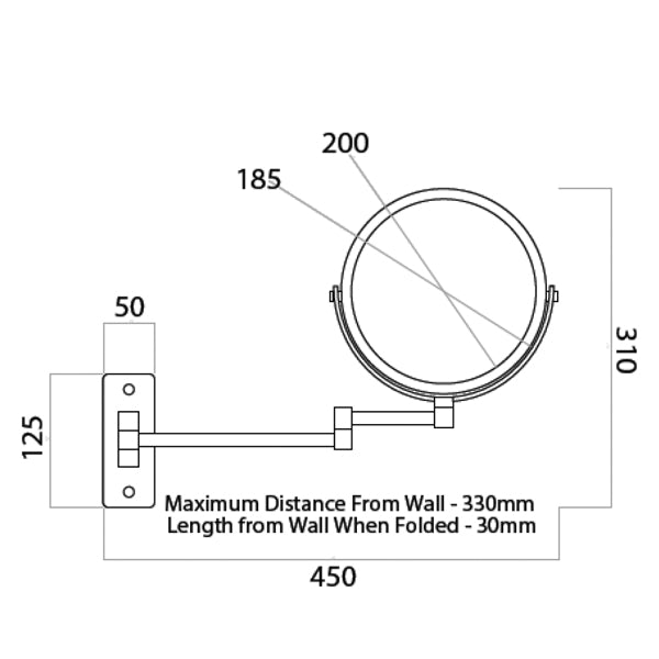 Thermogroup Ablaze Non-lit Magnifying Mirror 200mm - Black