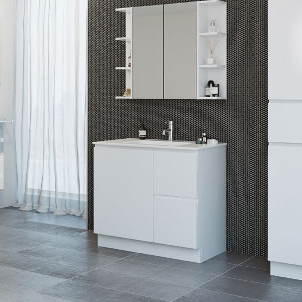 Timberline Nevada Freestanding Vanity with Alpha Ceramic Top - Sizes 600, 750, 900, 1200, 1500, 1800