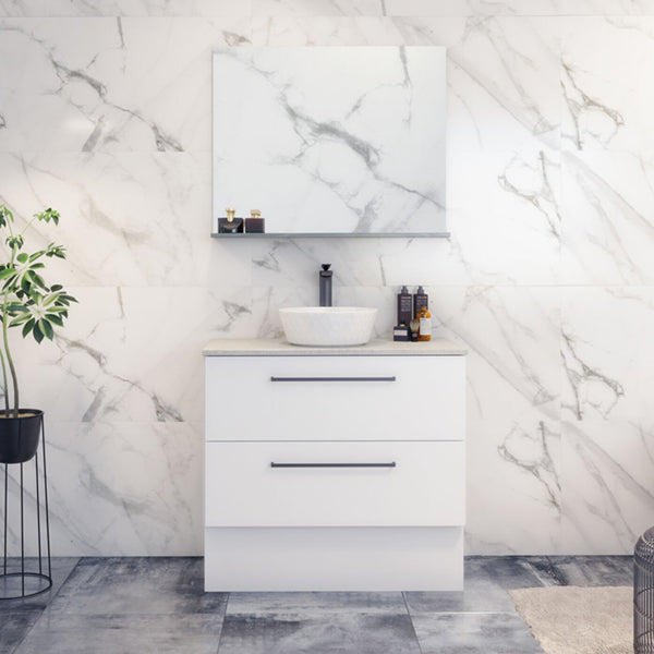 Timberline Oxbow Vanity w/ Kick, Stone Top & Basin