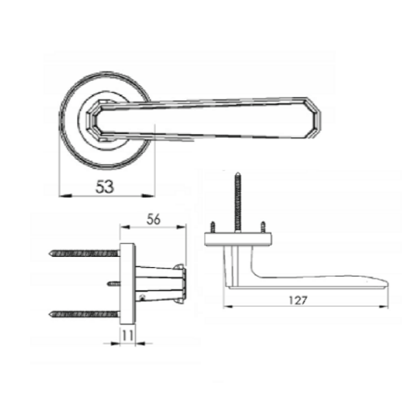 Zanda Vienna Passage Door Handle Set Satin Brass