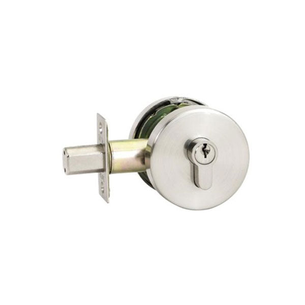 Zanda Triad Round Slimline Single Cylinder Deadbolt Brushed Nickel